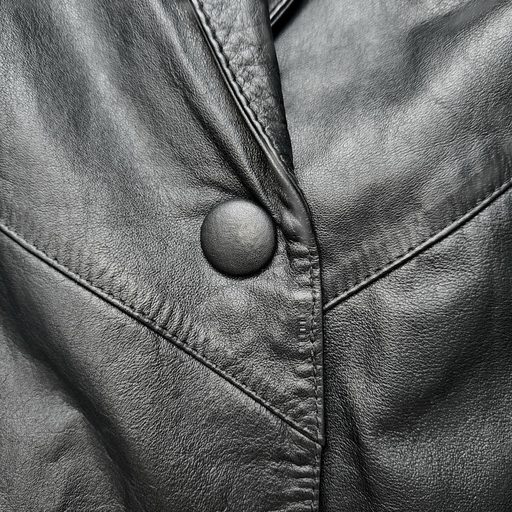 Wilsons Leather Trench Coat Black Duster Small Thinsulate Batwing Dolman Long - Picture 7 of 16